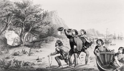 Amerigo Vespucci landar i den nya världen, från 