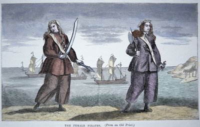 Anne Bonny (f.1697) och Mary Read (färgad gravyr) av American School