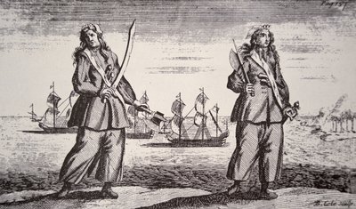 Anne Bonny och Mary Read (gravyr) av American School