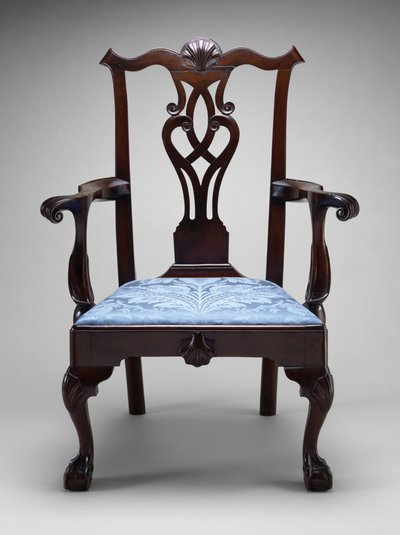 Fåtölj, c. 1760-1790 (svart valnöt; sydlig gul tall) av American School
