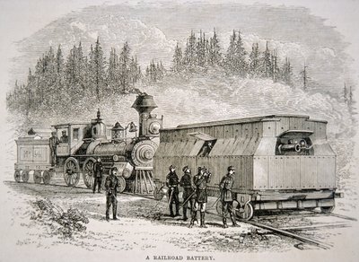 Pansarvapenbatteri från den federala armén (gravyr) av American School
