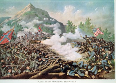 Slaget vid Kenesaw Mountain, Georgia, 27 juni 1864, graverad av Kurz & Allison av American School