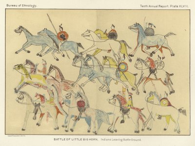 Slaget vid Little Big Horn - indianerna lämnar slagmarken av American School