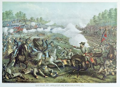 Slaget vid Opequan eller Winchester, Virginia, graverad av Kurz & Allison av American School