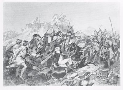 Slaget vid Saratoga - General Arnold sårad i attacken mot Hessian Redoubt, 17 oktober 1777 av American School