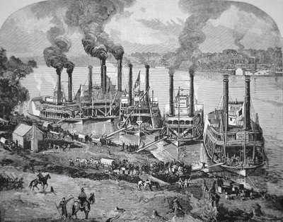 Slaget vid Shiloh även känt som Pittsburg Landing, april 1862 (litho) av American School