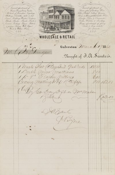 Försäljningsbrev från J. A. Sauter