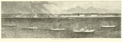 Blockad flotta utanför Wilmington, New Inlet, oktober 1864 av American School