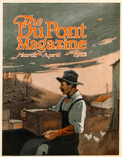 Boring Machines and Explosives Twin Helpers, framsidan av DuPont Magazine, mars-april 1922 av American School