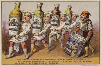 Pojkar som bär produkter från John Moir and Son, London av American School