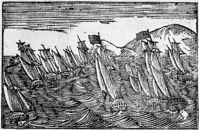 Brilliant Naval Victory, bredsidesillustration av American School