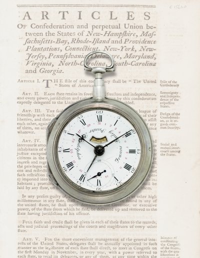 Kalenderklocka, c.1780 (silverfodral) av American School