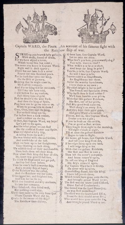 Kapten Wards strid med regnbågens krigsskepp, tryckt på bredsidan 1775 (tryck) av American School