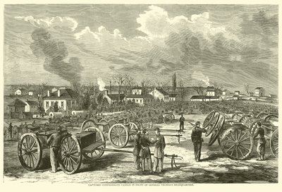 Fångade konfedererade kanoner framför general Thomass högkvarter, november 1863 av American School