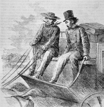 Charlie Parkhurst (1812-79) diligensförare från Gamla Västern (litho) av American School