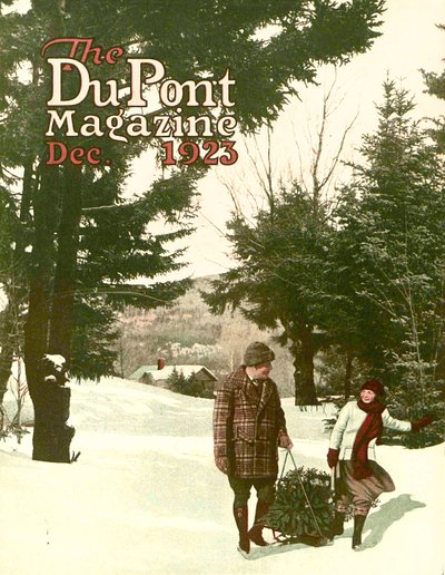 Julgran, framsidan av DuPont Magazine, december 1923 av American School