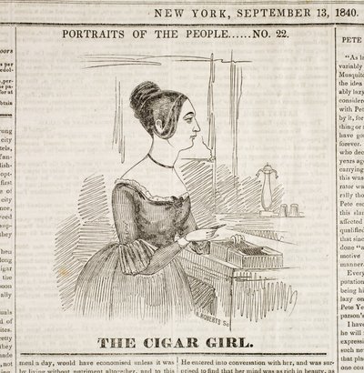 Cigar Girl, framsidan av "New York Sunday Atlas", 13 september 1840 av American School
