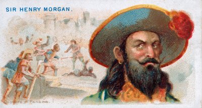 Cigarettkort Sir Henry Morgan, Capture of Panama, pub. 1888 färglitografi. av American School
