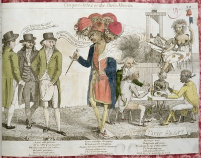 Cinque-Tetes eller Parismonstret, tecknad film som satiriserar XYZ-affären, 1797 av American School