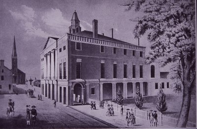 Stadshuset, Wall Street, New York City 1790 (gravyr) av American School