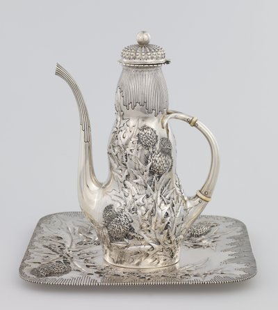 Kaffekanna, 1891 (silver och elfenben) av American School