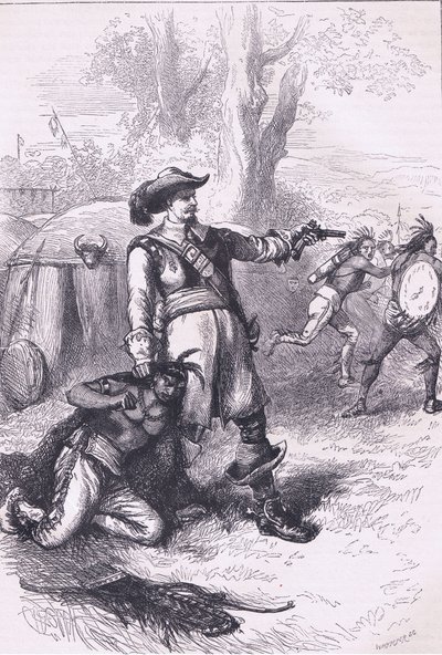 Överste Atherton och indianerna 1661, illustration från Cassell