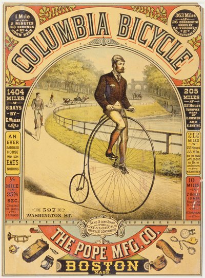 Columbia Bicycle Ad, c.1890-talet (kromolitografi) av American School