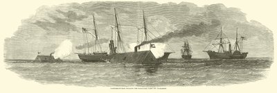 Konfedererade baggar engagerar blockadflottan utanför Charleston, januari 1863 av American School