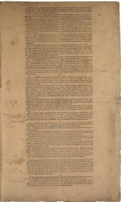 Konstitution, första tryckning, tryckt av Dunlap & Claypoole, 17-19 september 1787 (se även GLC 695933, GLC 695934 & GLC 695936) av American School