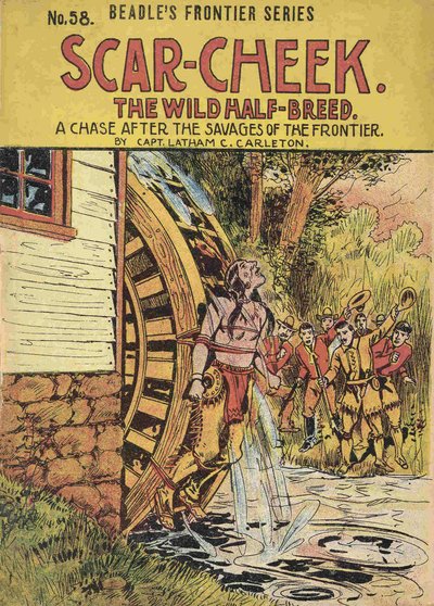 Omslaget till boken "" ScarCheek - Den vilda halvrasen. En jakt efter gränsens vildar”” av kapten Latham C. Carleton. sd. tidigt 1900-tal. av American School