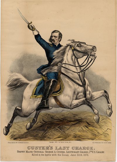 Custers sista laddning, pub. av Currier & Ives, 1876 av American School
