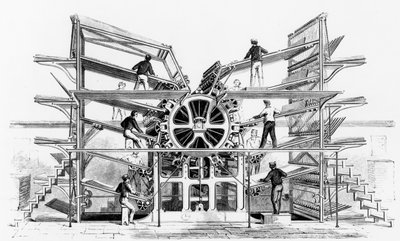 Cylindertryckpress uppfann av Richard March Hoe (1812-86) New York, 1846 av American School