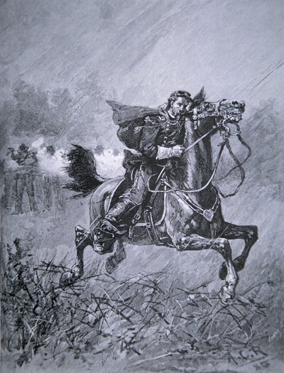 General Philip Kearneys död (1815-62) (gravyr) av American School