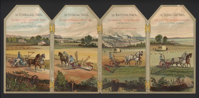 Deering jordbruksmaskiner (färg litho) av American School