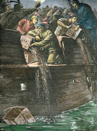 Förstörelse av telasterna, känd som Boston Tea Party av American School