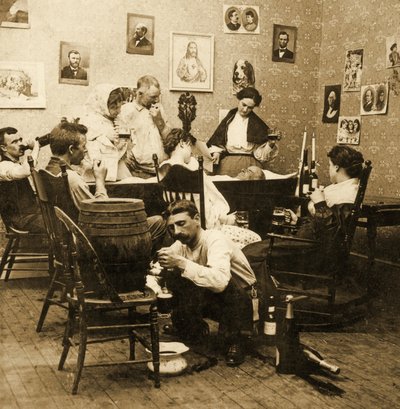 Detalj från McCarthys Wake (del 1), 1899 (stereograf) av American School