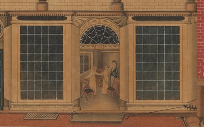 Detalj av Duncan Phyfes butik och lager på Fulton Street i New York City, ca 1816-1817 (akvarell, penna och bläck på papper) av American School