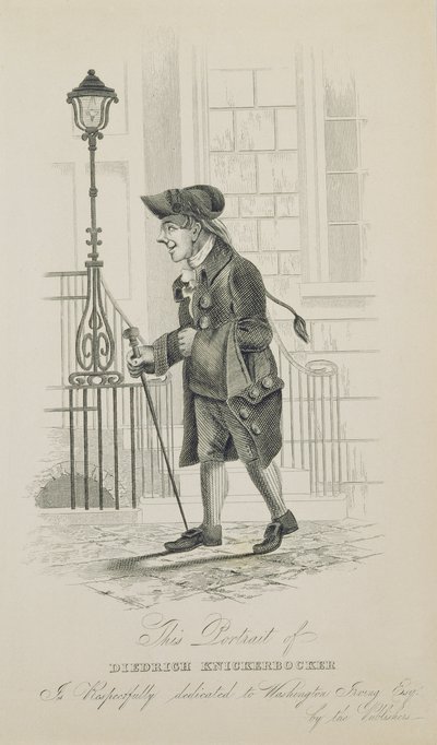 Diedrich Knickerbocker, tillägnad Washington Irving (1783-1859) av American School