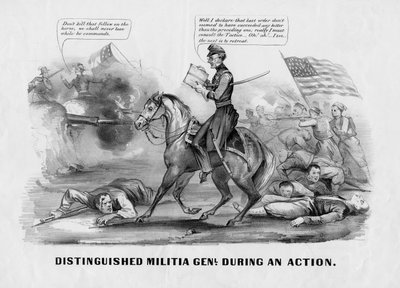 Framstående milis genl. under en handling, publicerad av Currier & Ives, New York, ca. 1861 av American School