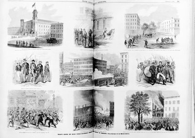 Draft Riots in New York, Spännande Scener Under Reign of Terror, 1863 av American School