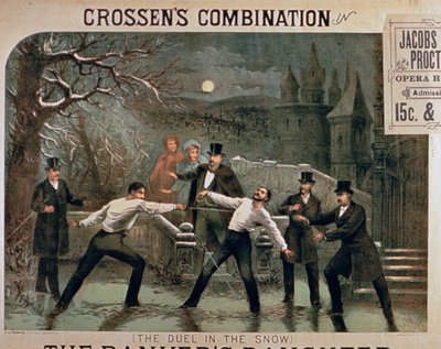 Duel in the Snow, affisch för The Bankers Daughter, med Crossens Combination i huvudrollen på Jacobs & Procter Opera House av American School
