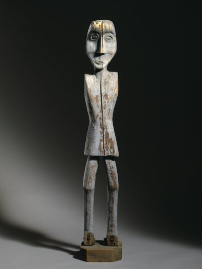 Effigy-figur, Chippewa, sent 1800-tal (trä, järnspik och pigment) av American School