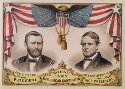 Valaffisch för USA:s presidentval 1868 föreställande Ulysses S. Grant och Schuyler Colfax, 1868 av American School