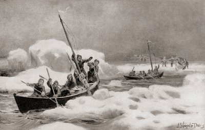 Elisha Kent Kane, ledare för The Second Grinnell Expedition 1853, på jakt efter kapten Sir John Franklins förlorade expedition i de arktiska regionerna, från The History of Our Country, utgiven 1905 (litografi) av American School