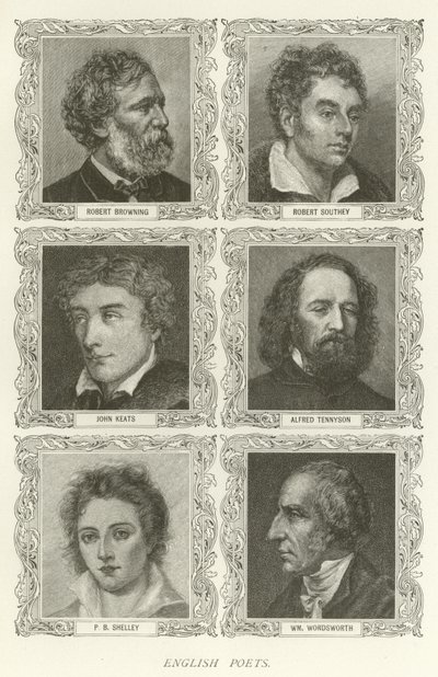 Engelska poeter, Robert Browning, Robert Southey, John Keats, Alfred Tennyson, P B Shelley, William Wordsworth av American School