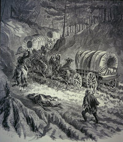Federalt bagagetåg (litho) av American School