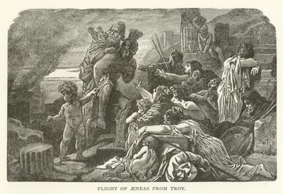 Flight of Aeneas från Troja av American School