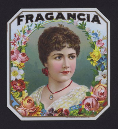 Fragancia, cigarretikett (chromolitho) av American School