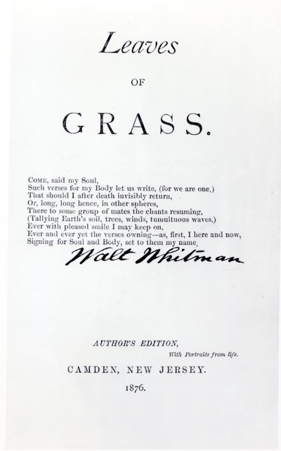Frontispice till Leaves of Grass av Walt Whitman (1819-92), pub. år 1876 av American School