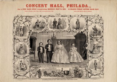 General Tom Thumb och fru, Com. Nutt och Miss Minnie Warren, pub. av Currier & Ives, 1863 av American School